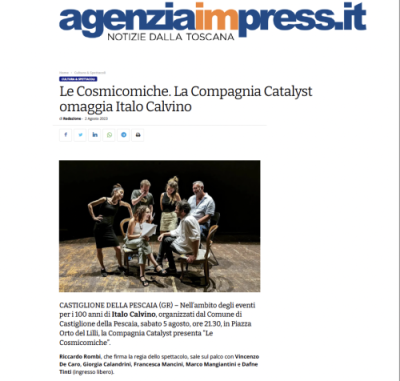 Scopri di più sull'articolo agenziaimpress: Le Cosmicomiche. La Compagnia Catalyst omaggia Italo Calvino